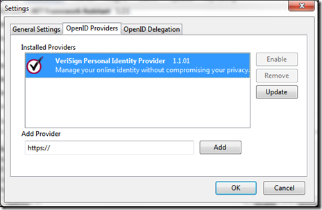 OpenID Providers tab - select the provider and choose Update