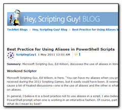 Hey Scripting Guy! blog showing formatting of blog post