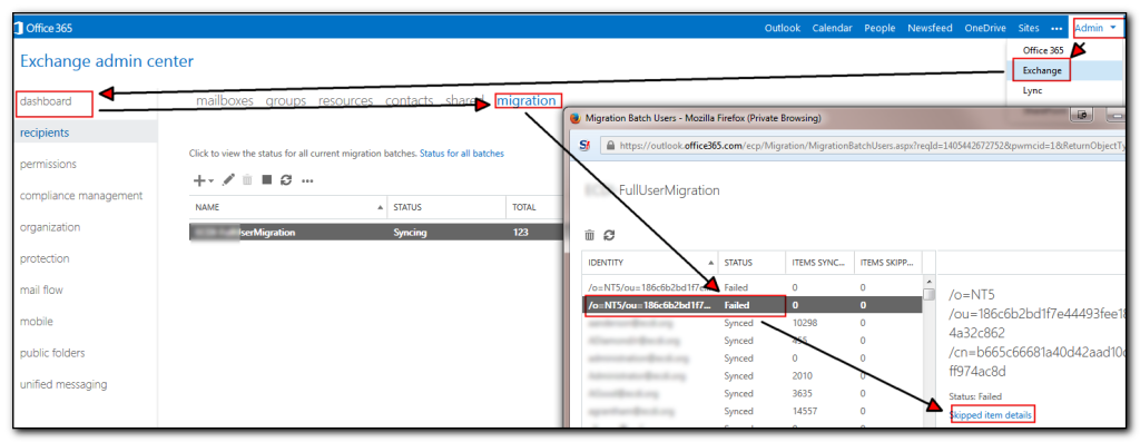 Viewing Migration status in Office365