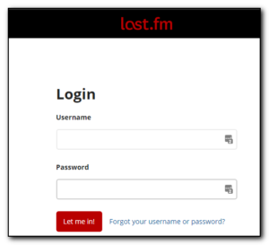 Last.FM logon page