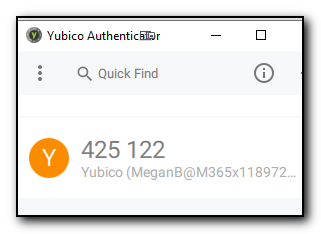 Screenshot of Yubico numbers for 2FA verification